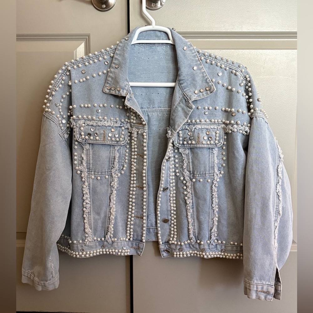 Pearl Studded Denim Jacket